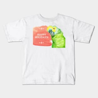 Happy holidays parrot amazone watercolor Kids T-Shirt